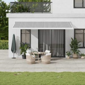 vidaXL Copertină retractabilă antracit/alb, 5x3 m, textil/aluminiu imagine