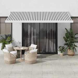 vidaXL Copertină retractabilă antracit/alb, 4x3 m, textil/aluminiu imagine