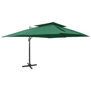 vidaXL Umbrelă în consolă cu înveliș dublu, verde, 400x300 cm imagine