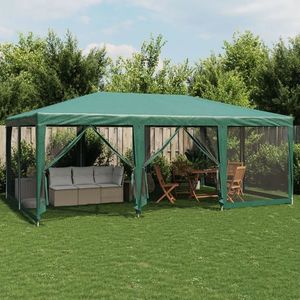 vidaXL Cort de petrecere cu 10 pereți din plasă, verde, 6x4 m, HDPE imagine