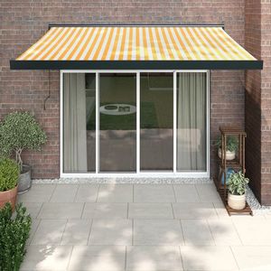 vidaXL Copertină retractabilă, galben/alb, 3, 5x2, 5 m, textil/aluminiu imagine