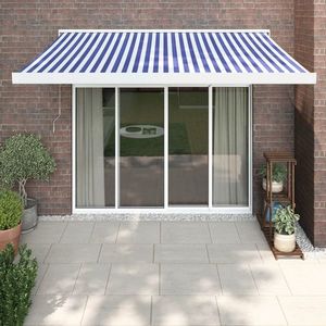 vidaXL Copertină retractabilă albastru/alb, 3, 5x2, 5 m, textil/aluminiu imagine