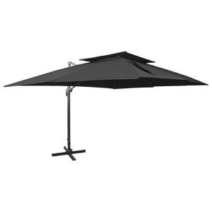 vidaXL Umbrelă în consolă cu înveliș dublu, negru, 400x300 cm imagine