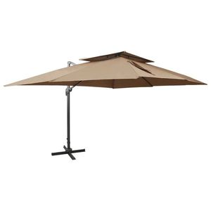 vidaXL Umbrelă în consolă cu înveliș dublu, taupe, 400x300 cm imagine