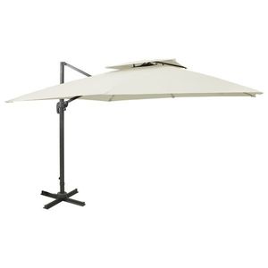 vidaXL Umbrelă în consolă cu înveliș dublu, nisipiu, 300x300 cm imagine