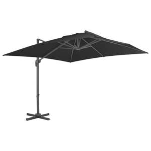 vidaXL Umbrelă în consolă cu stâlp din aluminiu, negru, 3x3 m imagine