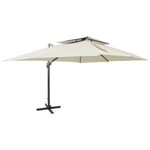 vidaXL Umbrelă în consolă cu înveliș dublu, nisipiu, 400x300 cm imagine