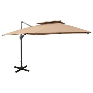 vidaXL Umbrelă în consolă cu înveliș dublu, taupe, 300x300 cm imagine