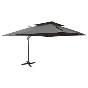 vidaXL Umbrelă în consolă cu înveliș dublu, antracit, 400x300 cm imagine