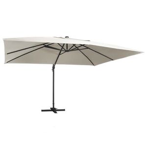 vidaXL Umbrelă în consolă cu LED, stâlp din aluminiu nisipiu 400x300cm imagine