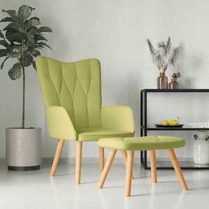 vidaXL Scaun de relaxare cu taburet, verde, textil imagine