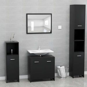 vidaXL Set de mobilier de baie, negru, lemn prelucrat imagine