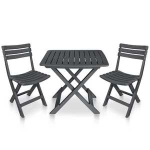 vidaXL Set mobilier de bistro pliabil, 3 piese, antracit, plastic imagine