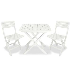 vidaXL Set mobilier bistro pliabil, 3 piese, alb, plastic imagine