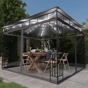 vidaXL Pavilion cu plasă anti-țânțari&lumini LED, antracit, 3x3x2, 73 m imagine