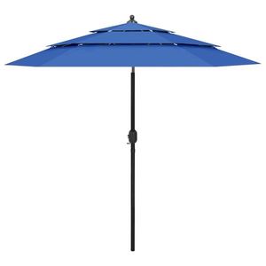 vidaXL Umbrelă de grădină 3 niveluri, stâlp de aluminiu, azuriu, 2, 5 m imagine