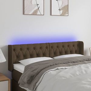 vidaXL Tăblie de pat cu LED, maro închis, 147x16x78/88 cm, textil imagine