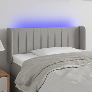 vidaXL Tăblie de pat cu LED, gri deschis, 103x16x78/88 cm, textil imagine