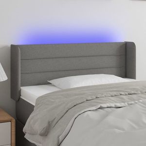 vidaXL Tăblie de pat cu LED, gri închis, 83x16x78/88 cm, textil imagine