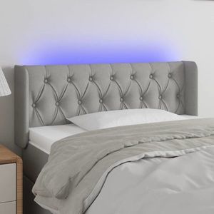 vidaXL Tăblie de pat cu LED, gri deschis, 93x16x78/88 cm, textil imagine