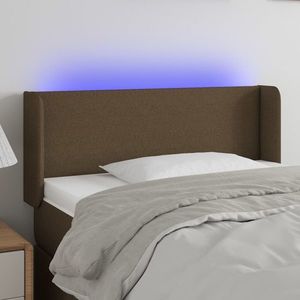 vidaXL Tăblie de pat cu LED, maro închis, 93x16x78/88 cm, textil imagine