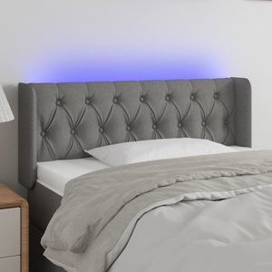 vidaXL Tăblie de pat cu LED, gri închis, 93x16x78/88 cm, textil imagine