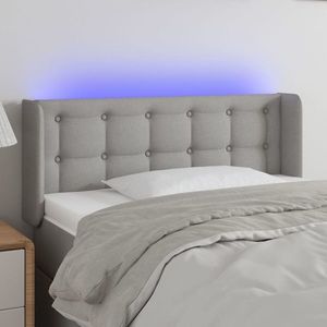 vidaXL Tăblie de pat cu LED, gri deschis, 93x16x78/88 cm, textil imagine