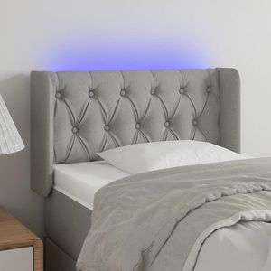 vidaXL Tăblie de pat cu LED, gri deschis, 83x16x78/88 cm, textil imagine