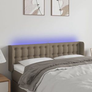 vidaXL Tăblie de pat cu LED, gri taupe, 147x16x78/88 cm, textil imagine