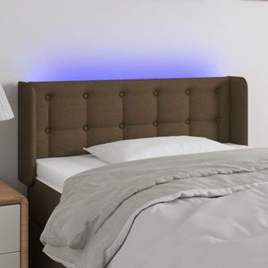 vidaXL Tăblie de pat cu LED, maro închis, 103x16x78/88 cm, textil imagine