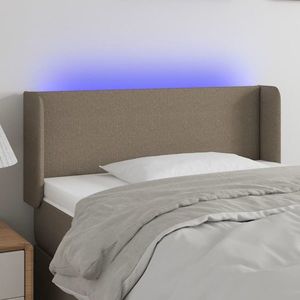 vidaXL Tăblie de pat cu LED, gri taupe, 103x16x78/88 cm, textil imagine