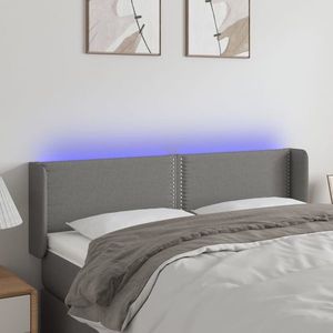 vidaXL Tăblie de pat cu LED, gri închis, 147x16x78/88 cm, textil imagine