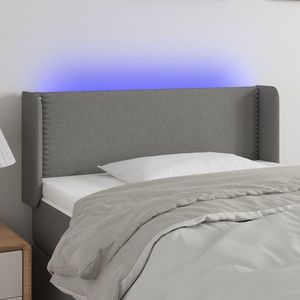 vidaXL Tăblie de pat cu LED, gri închis, 103x16x78/88 cm, textil imagine