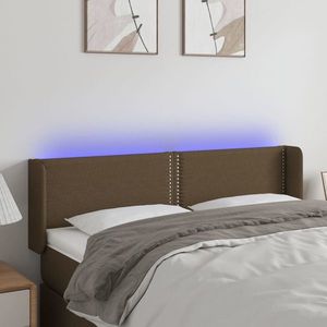 vidaXL Tăblie de pat cu LED, maro închis, 147x16x78/88 cm, textil imagine