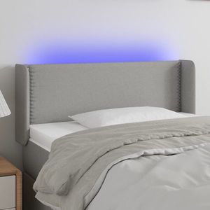 vidaXL Tăblie de pat cu LED, gri deschis, 83x16x78/88 cm, textil imagine