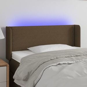 vidaXL Tăblie de pat cu LED, maro închis, 83x16x78/88 cm, textil imagine