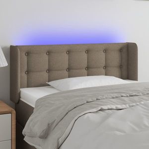 vidaXL Tăblie de pat cu LED, gri taupe, 93x16x78/88 cm, textil imagine