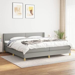 vidaXL Pat box spring cu saltea, gri deschis, 200x200 cm, textil imagine