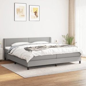 vidaXL Pat box spring cu saltea, gri deschis, 200x200 cm, textil imagine