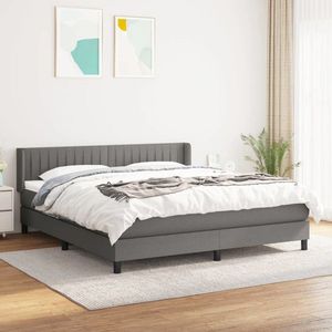 vidaXL Pat box spring cu saltea, gri închis, 180x200 cm, textil imagine