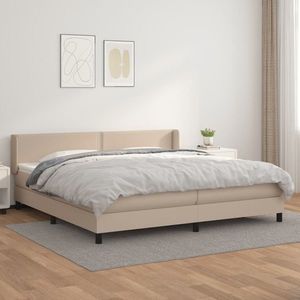 vidaXL Pat continental cu saltea, cappuccino, 200x200 cm, piele eco imagine