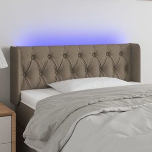 vidaXL Tăblie de pat cu LED, gri taupe, 93x16x78/88 cm, textil imagine