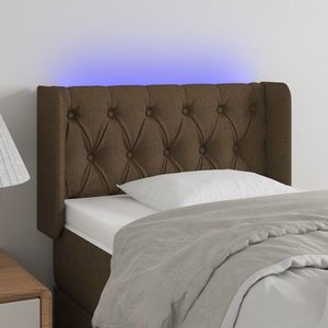 vidaXL Tăblie de pat cu LED, maro închis, 83x16x78/88 cm, textil imagine