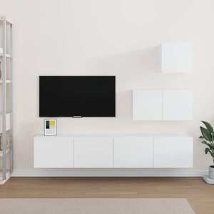 vidaXL Set dulap TV, 4 piese, alb, lemn prelucrat imagine