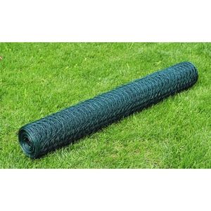 vidaXL Plasă de sârmă găini, verde, 25x1 m, cu acoperire PVC imagine