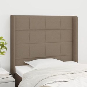 vidaXL Tăblie de pat cu aripioare gri taupe 93x16x118/128 cm textil imagine