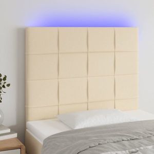 vidaXL Tăblie de pat cu LED, crem, 100x5x118/128 cm, textil imagine