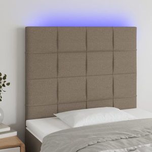 vidaXL Tăblie de pat cu LED, gri taupe, 100x5x118/128 cm, textil imagine