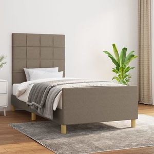 vidaXL Cadru de pat fără saltea Taupe 90x200 cm țesătură imagine