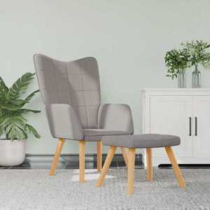 vidaXL Scaun de relaxare cu taburet, taupe, textil imagine